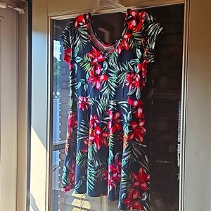 Bobbie Brooks Floral Mini Dress Soft 95%Polyester 5%Spandex, M